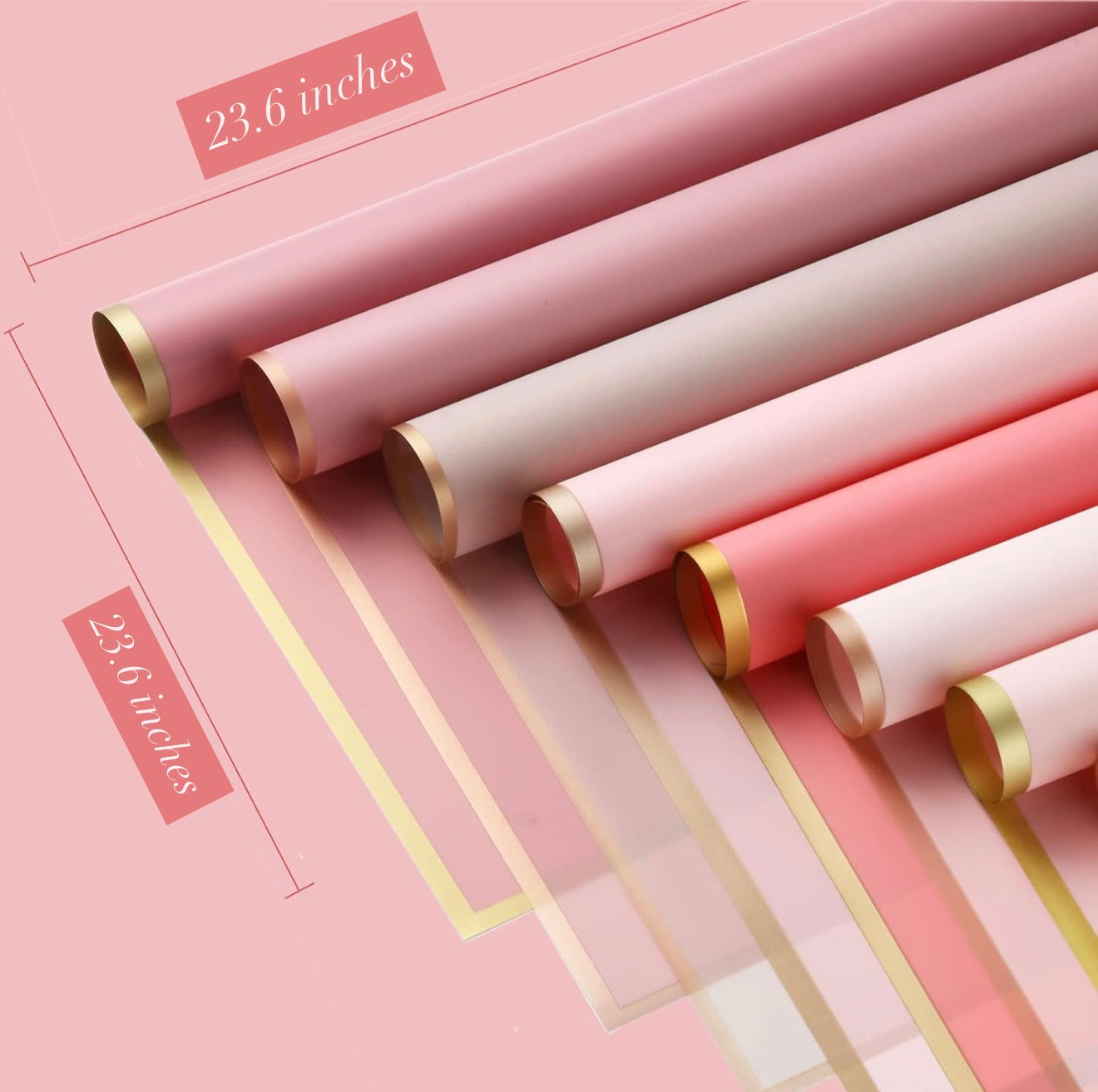 V. Waterproof Floral Wrapping Paper Shades of Pink
